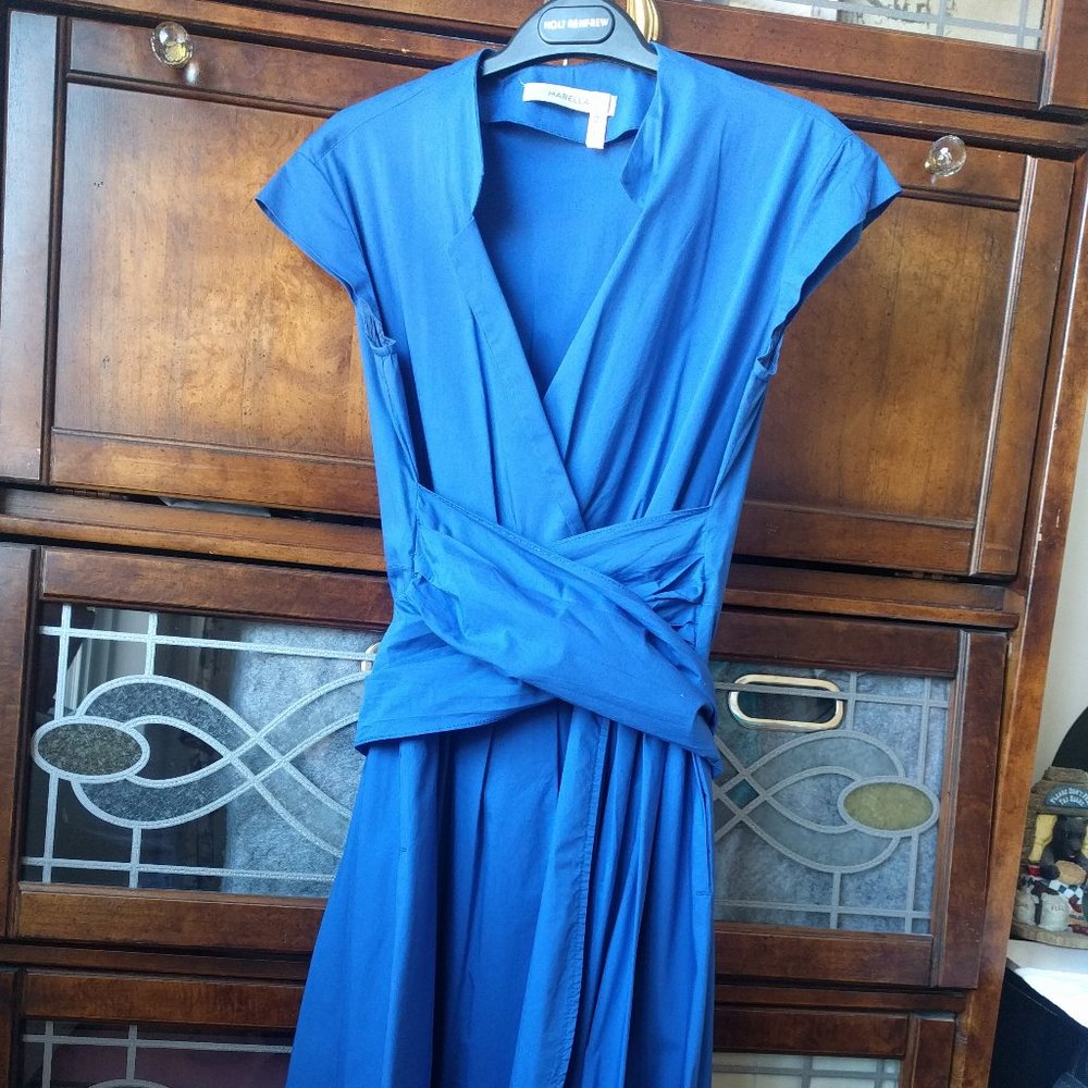 MARELLA Cobalt Blue Wrap-Style Dress
